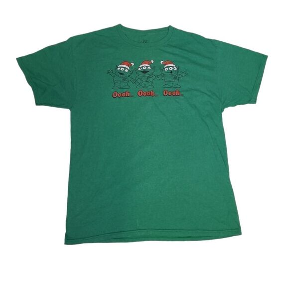 TOY STORY 4 Disney green aliens in Santa hats holiday tee shirt L - Picture 1 of 7